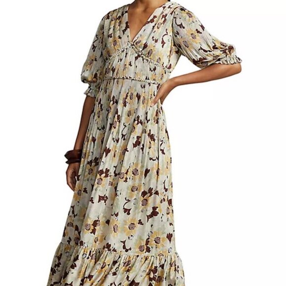 Polo Ralph Lauren Spring Buttercup Floral Plisse Maxi Dress - Picture 1 of 7